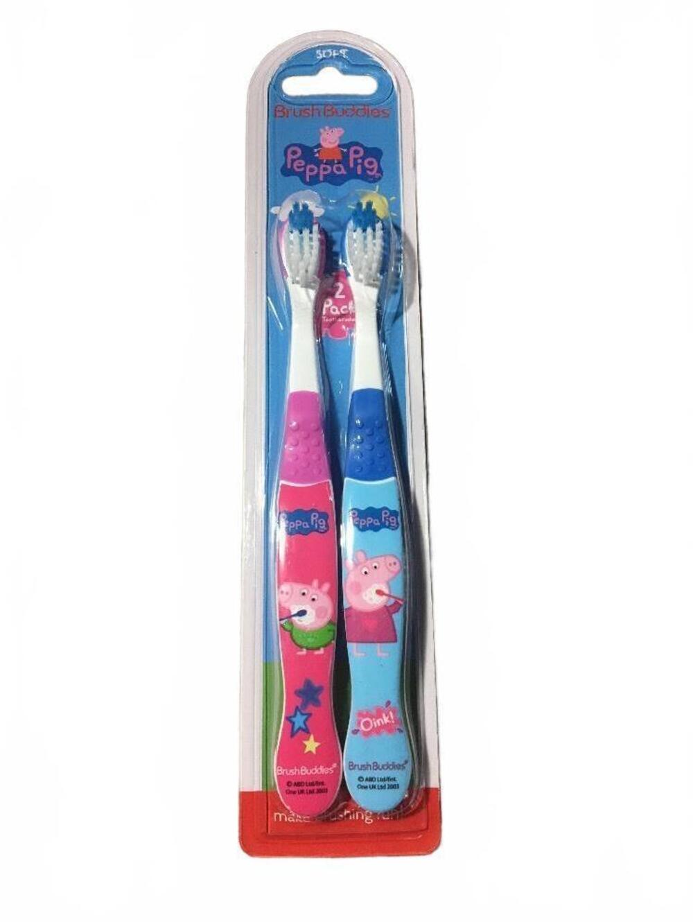 NIP Brush Buddies Peppa Pig And George 2 Pack Kids Soft Toothbrush